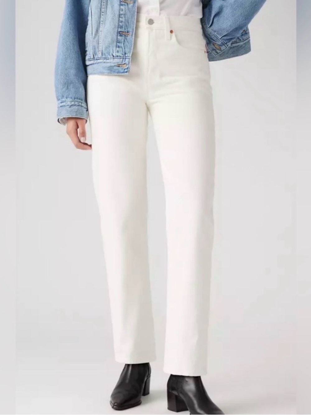 Levi's Wedgie High-Rise Straight-Leg Jeans in White